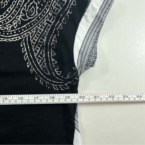 Zenergy by Chico’s Black Cotton Blend Top Womens Medium Short Sleeve Colorblock - Picture 5 of 7